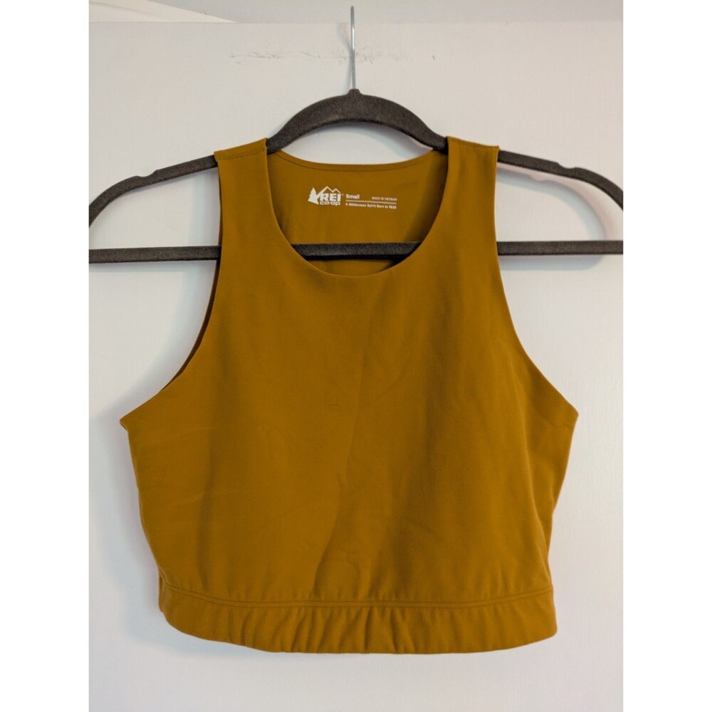 Rei Workout Womens Tank Crop Top Orange Yellow Sleeveless Wilderness Size Small